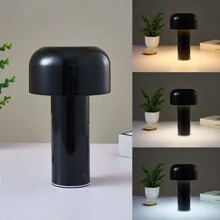 Mushroom Shaped Led Table Lamp Portable Dimmable Usb Rechargeable Bedroom Bedside Lamp Night Light - Black - View 2