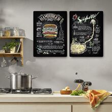 3 套可选框架复古快餐汉堡披萨意大利面海报，美观的房间装饰，防水帆布墙艺术，艺术品墙画，适合礼物、厨房、餐厅、客厅、咖啡厅、酒吧、墙壁装饰、家庭和宿舍装饰