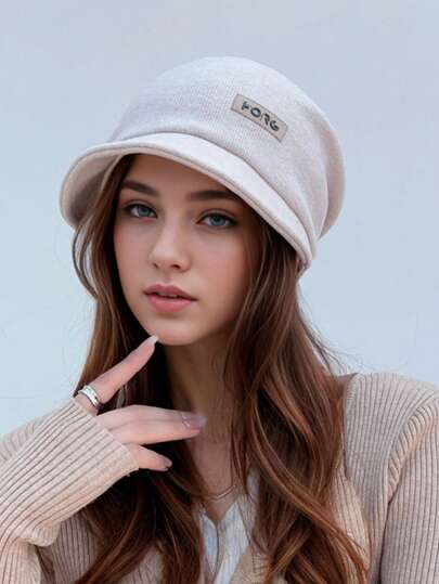 1 件简约纯色针织帽，冬季保暖面料，男女通用，时尚百搭头饰，适合户外活动和日常使用，多种颜色可选