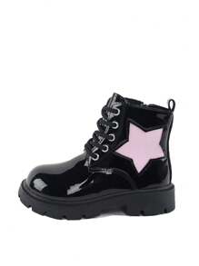 1 Pair Girls' Star Waterproof Flat Heel  Boots, Princess Short Boots For Fall And Winter - Purple - View 5