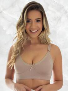 Kit 4 Reinforced Bra Without Pads Wide Straps Good Support Basic - Normal Bra - Màu be - Xem 2