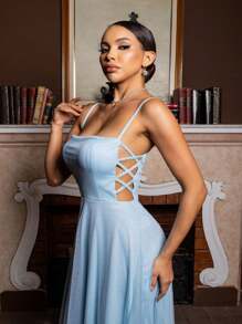 Gabriela Brilliant Tulle Side Cross Dress - Celeste - Ver 3