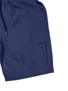 Men's Casual Cargo Shorts With Flap And Drawstring Pockets Active Shorts - Màu xanh hải quân - Xem 3