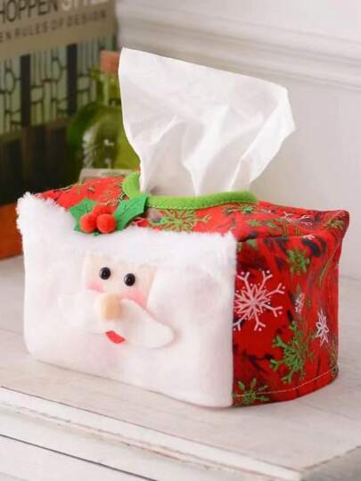 1pc Christmas Decorative Paper Napkin Holder, Christmas Table Decor Accessories