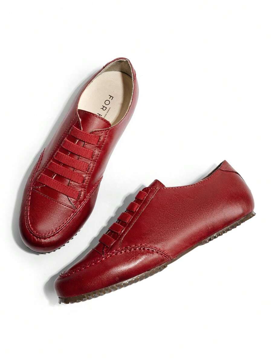 Women's Casual Leather Mari Sneakers - 紅色 - 查看 1