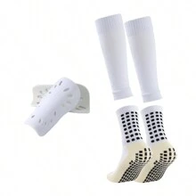 Sports Outdoor 1set Anti-Slip Football Leg Warmers & Shin Guards Sports Suit, Football Gear - White - View 7