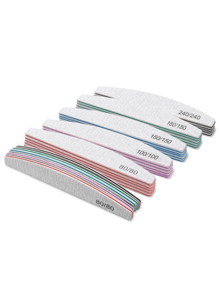 3片/5片/10片装专业指甲锉砂纸，强力加厚，80/100/150/180/240目，指甲锉抛光块，用于美甲打磨，月牙形，青柠工具，美甲用品，美甲工具，美甲艺术工具，返校季，指甲，美甲工具，假指甲工具 - 彩色 - 查看 1