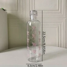 Botella de agua de plástico de gran capacidad con estampado de mariposa y escala de medición, adecuada para la hidratación diaria