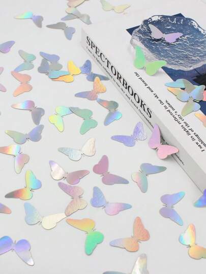 100 tờ giấy hình bướm lấp lánh ba chiều, trang trí tiệc cưới/sinh nhật/tiệc tùng, Giáng sinh