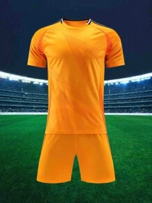 Conjunto deportivo personalizado de camiseta de fútbol de manga corta y pantalones cortos con estampado en estilo novio para hombres