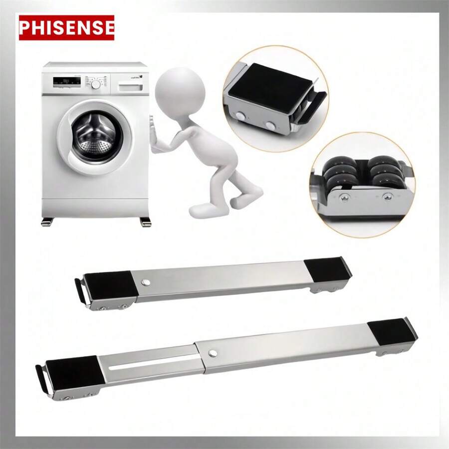 Eletro Technoloja Base Support With Adjustable Casters Washing Machine, Stove And Furniture 200kg - 銀色 - 查看 1