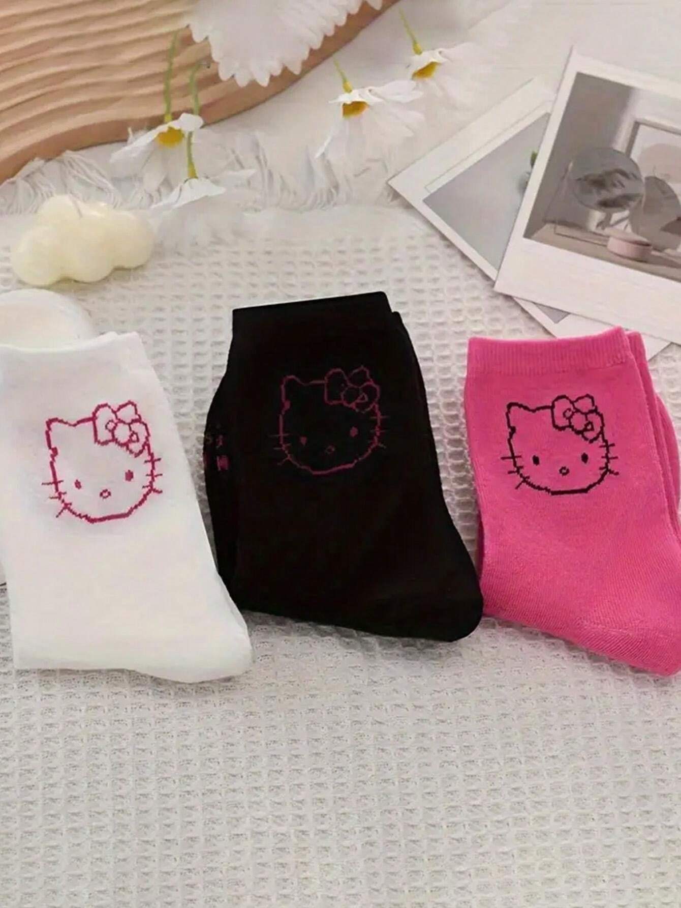 1Pair Socks Kitty Cat Cute & Soft Japanese Style Mid Tube Socks Women's