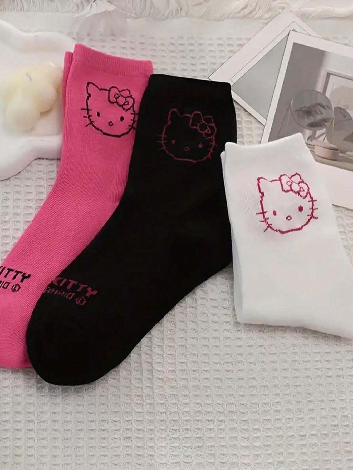 1Pair Socks Kitty Cat Cute & Soft Japanese Style Mid Tube Socks Women's