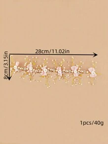 1pc Bride Pink Crystal Crown Headband Hair Accessory Lace Bow Tiara Hair Ornament - A - View 12