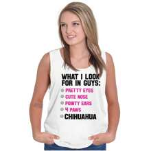 I Look For In Guys Chihuahua Lover Tank Top Tee Shirt Women - White - View 1