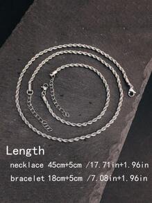 2pcs/Set Stainless Steel Bracelet And Necklace Set, Minimalist Street Style Accessories For Men