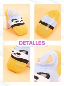 12 Pares Calcetines De Bebé Tines Con Orejitas, Antideslizantes Con Estampado De Dibujos Animados - Multicolor - Ver 4