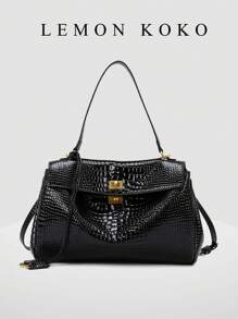 LEMON KOKO 奢华女士手袋、品牌包、女士手袋、女士钱包、女士钱包、大容量鳄鱼纹手提包，适合女性工作、通勤、上课、度假和户外活动。