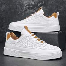 Men White Sneakers 2024 Spring/Summer New Style Student Sport And Leisure Height Increasing Breathable Shoes Recommended By Store Manager - Khaki - View 2