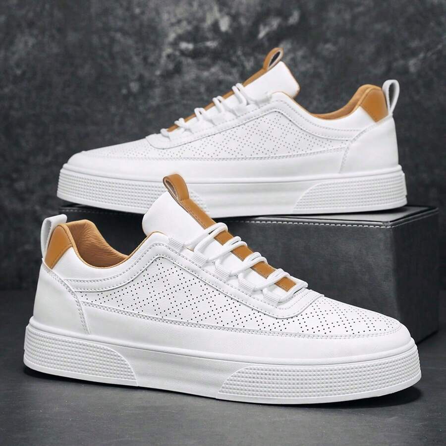 Men White Sneakers 2024 Spring/Summer New Style Student Sport And Leisure Height Increasing Breathable Shoes Recommended By Store Manager