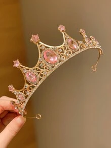 1 chiếc băng đô vương miện cho bé gái, phụ kiện tóc vương miện pha lê cao cấp dành cho tuổi teen, thích hợp cho đám cưới và tiệc tùng. - Hồng - Xem 5