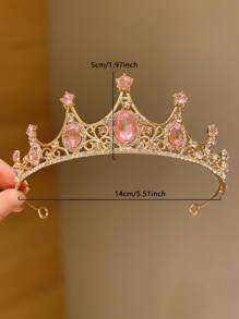 1 chiếc băng đô vương miện cho bé gái, phụ kiện tóc vương miện pha lê cao cấp dành cho tuổi teen, thích hợp cho đám cưới và tiệc tùng. - Hồng - Xem 2