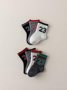 7 đôi/gói Tất trẻ em dễ thương, thoải mái và chống mùi có in số 23, cho tất cả các mùa - Nhiều màu - Xem 6