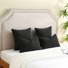 1 件毛绒雪尼尔纯色抱枕套，柔软舒适的方形靠垫套，适用于卧室、客厅、沙发、阳台、花园装饰，18*18 英寸（仅枕套）