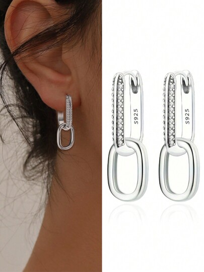 Kolczyki damskie, Kolczyki modne, Kolczyki klasyczne, Kolczyki z cyrkonii sześciennych, Hipoalergiczne kolczyki owalne, Minimalistyczne kolczyki nadające się do noszenia na co dzień, Prezent urodzinowy