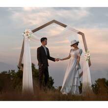 1pc Wooden Wedding Arch, 7.2FT Heptagonal Wooden Arch For Wedding Wood Arch Wedding Arbor Backdrop Stand For Ceremony Rustic Wedding Birthday Parties Indoor Outdoor Garden Decor - 1個 - 查看 4