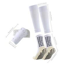 Sports Outdoor 1set Anti-Slip Football Leg Warmers & Shin Guards Sports Suit, Football Gear - White - View 3