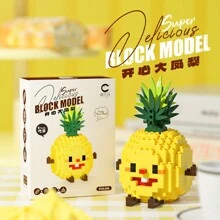 Pineapple-Shaped Plastic Micro Particles Assembling Toy, A Gift For Children - Multicolor - View 4