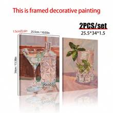 Conjunto de 2 impresiones con diseño de alcohol, arte de bar de martini, decoración para beber para pared del hogar y cocina, póster moderno de cóctel, pósteres de lienzo
