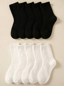 20對兒童專用純黑色簡約中筒襪，親膚、舒適、百搭，適合學生返校服裝搭配 - 黑色 - 查看 13