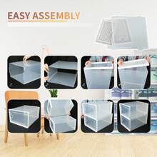 Shoe Storage Box, 1/6 Packs Clear Plastic Stackable Shoe Organizer For Closet, Interlocking Design Shoe Container Bins For Sneakers, Foldable Shoe Rack With Lids, Black - Multicolor - View 9