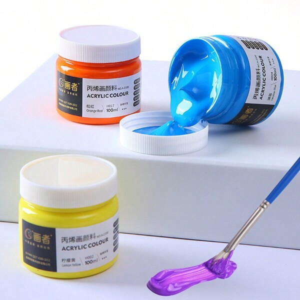 100ml/3.38oz Acrylic Paint Texture Painting Creation Waterproof, Sunscreen, Non Fading Graffiti Acrylic Paint,For DIY Art Painting, Wood, Glass, Porcelain, Painting, Drawing, Mixing Color, Non Fading, Art Supplies For Artist, Adults, Beginner,Mother's Day,Mom's Gift,Back To School,School Supplies