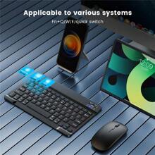Combinación de teclado y mouse inalámbrico ultrafino compatible con iPad, tableta, portátil y computadora de escritorio, portátil, silencioso y recargable - Multicolor - Ver 9