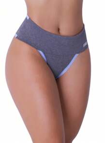 Kit 7 High Waist Panties Women's Thong Modeling Double Waistband Cotton Lining - Nhiều màu - Xem 5