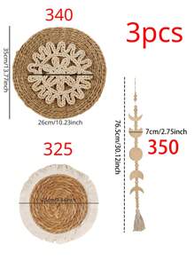 1pc/3pcs Bohemian Wooden Wall Art Weaving Decoration, Home Bedroom Wall Paintings Hanging,Home Decor ,Room Decor,Wall Decor Gifts Birthday Graduation