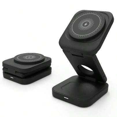 3 合 1 无线充电器支架，磁性，适用于 12 13 14 15 16 17，快速充电站，适用于 Series 1~11、SE 1~3、Ultra1~3 Pods Pro 2/3、Pods 4，具有主动降噪功能，可折叠，方便