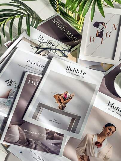 1Set Ins English Magazines, Food And Cosmetics Photography Props, Live Photo Props Background, Coffee Shop And Bedroom Decoration Magazines Gifts Birthday Graduation