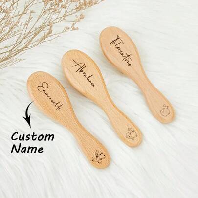 1pc,Personalized Hairbrush, Laser Engraving, Souvenir Gift, Baby Shower Gift, Personalized Baby Hairbrush, Engraved Name Baby Brush, Newborn Gift, New Mother Gift