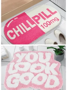 粉色浴室垫，柔软毛绒浴室地毯，防滑吸水淋浴垫，易清洁地毯，适用于家居装饰，家居浴室装饰，户外地毯，门垫，秋季装饰，浴室配件，返校入口装饰 - 彩色 - 查看 2