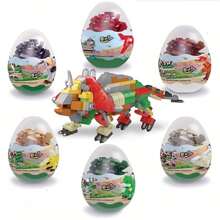 3 Khối xây dựng khủng long Gashapon hạt nhỏ Đồ chơi trứng khủng long Hộp lắp ráp mù - Nhiều màu - Xem 9