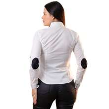 Camisa blanca con puntos negros y detalles en negro con coderas - Blanco - Ver 2