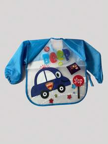 1pc Kids' Long Sleeve Reversible Smock Bib For Eating And Painting