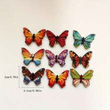 50PCS Red Wooden Butterfly Shape Buttons - Decorative DIY Craft Supplies For Scrapbooking, Clothing, Wedding, Party Decor - Vintage Style Jute Ribbon Rope Cord Embellishments Christmas Tree Button