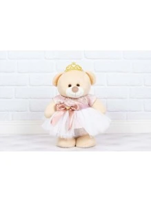 Trio Of Standing Ballerina Bears For Niches And Decorations - 粉紅普羅旺斯花卉-金色皇冠 - 查看 2