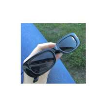 BLACK MIRRORED Vintage Rectangular Retro Sunglasses Models Unisex Promotion - màu đen - Xem 4