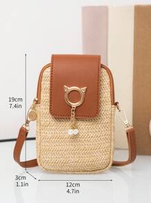 Nueva bolsa de paja de estilo europeo y americano con correa cruzada diagonal, bolso de viaje trenzado, bolso de almacenamiento portátil, bolso de Body cruzado, bolsa de playa, esencial de verano, mejor combinación, bolsa de vacaciones de para el verano